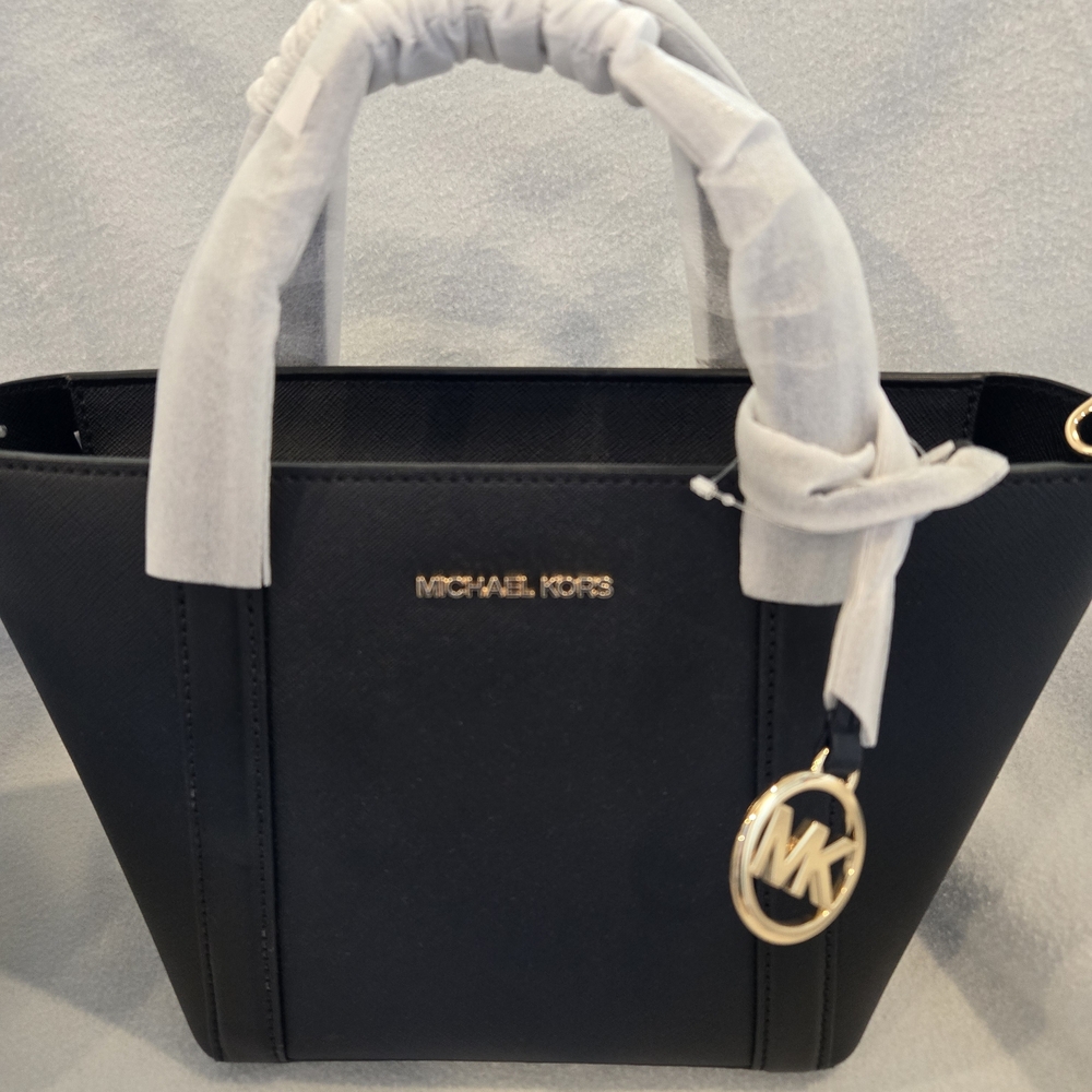 Michael Kors Black Satchel with Gold Accents